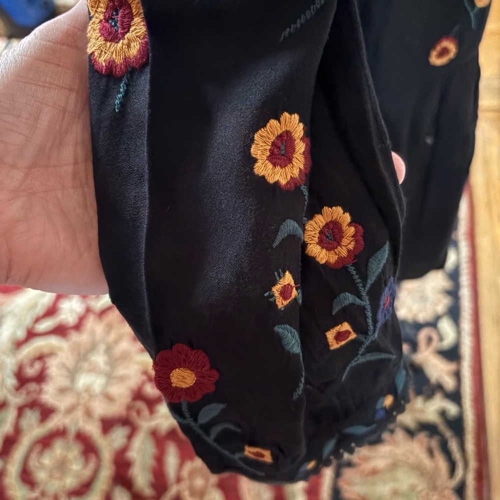 Sézane Black Dress with Colorful Floral Embroidery - Picture 11 of 13